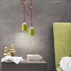 Lámpara en madera de haya y cerámica suspendida fabricada en Italia Asia. Viadurini