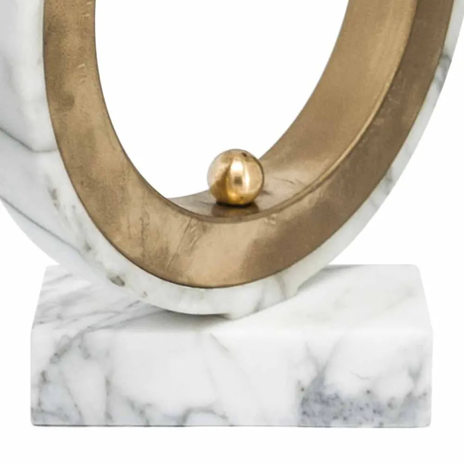 Lámpara en mármol blanco de Carrara y latón Made in Italy 2 dimensiones - Nazife Viadurini