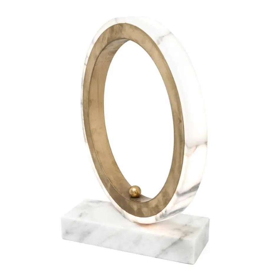 Lámpara en mármol blanco de Carrara y latón Made in Italy 2 dimensiones - Nazife Viadurini