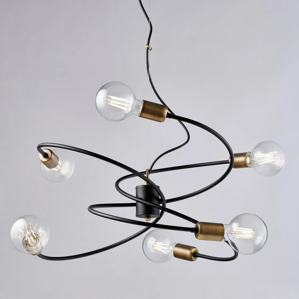 Lámpara de cristal y metal fabricada en Italia para espacios refinados – Venere Viadurini