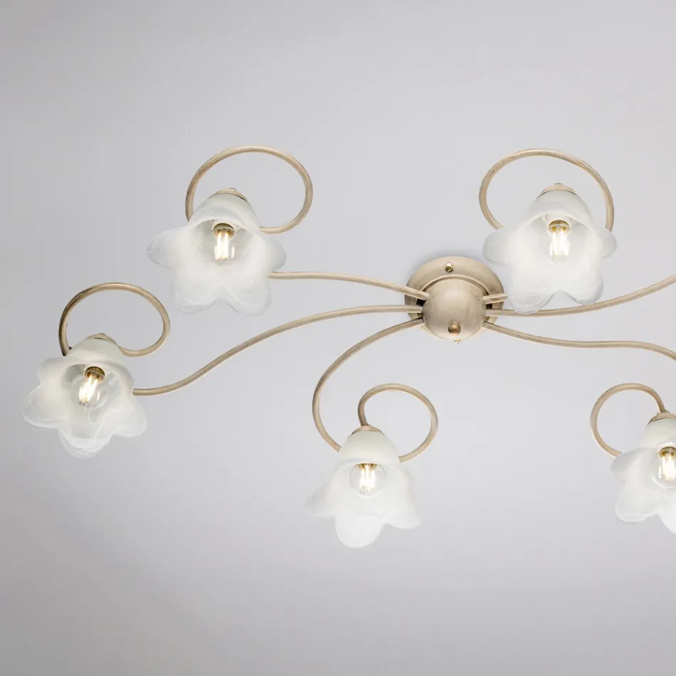 Lámpara de cristal y metal fabricada en Italia para interiores refinados – Cometa Viadurini