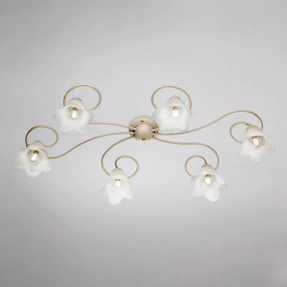 Lámpara de cristal y metal fabricada en Italia para interiores refinados – Cometa Viadurini