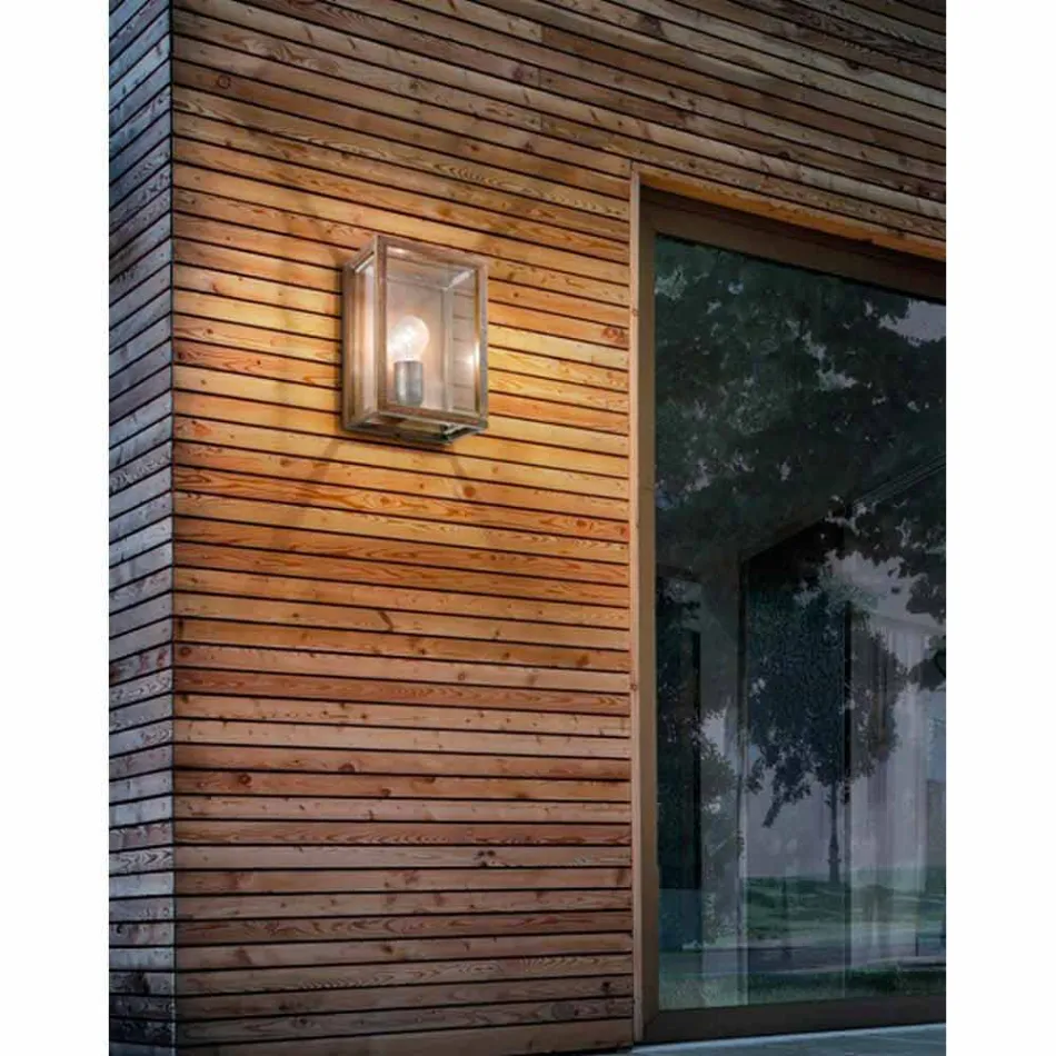 Lámpara industrial en latón y el panel de cristal La Luz Viadurini