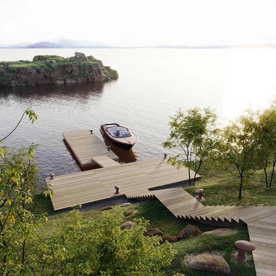 Lámpara de jardín LED de diseño en hierro fundido gris o marrón - Bitta by Il Fanale Viadurini