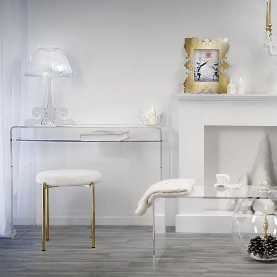 Lámpara de mesa Led en plexiglás transparente Made in Italy - Odette Viadurini