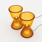 Lámpara de mesa LED de cristal soplado de Murano, fabricada en Italia - Isola Viadurini