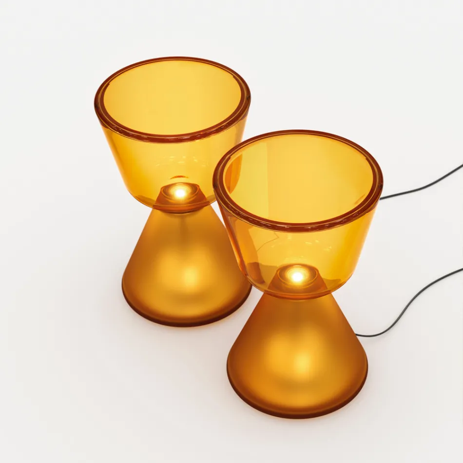 Lámpara de mesa LED de cristal soplado de Murano, fabricada en Italia - Isola Viadurini