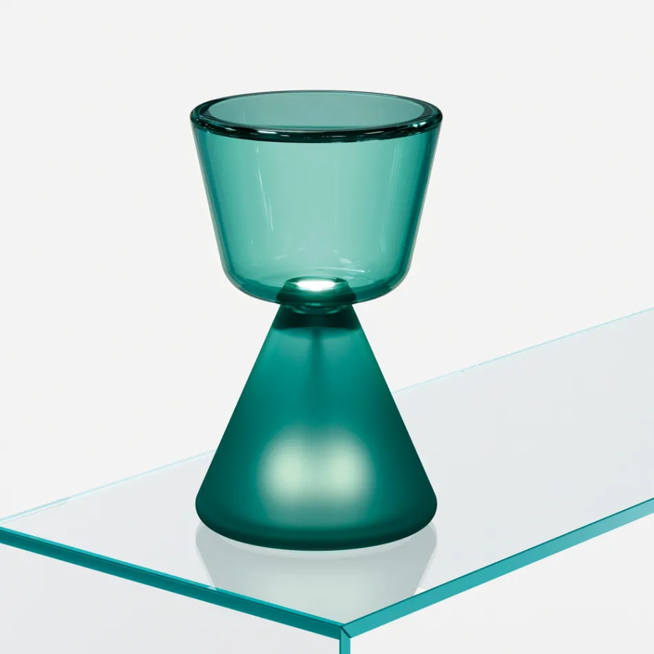 Lámpara de mesa LED de cristal soplado de Murano, fabricada en Italia - Isola Viadurini