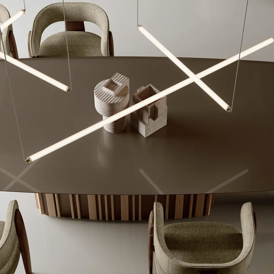 Lámpara LED moderna de cristal estriado con un diseño exclusivo fabricada en Italia - Lys Viadurini