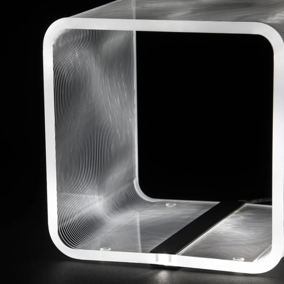 Lámpara LED Luminoso Acrílico Transparente Mesa de Centro Decoración Láser - Robiola Viadurini