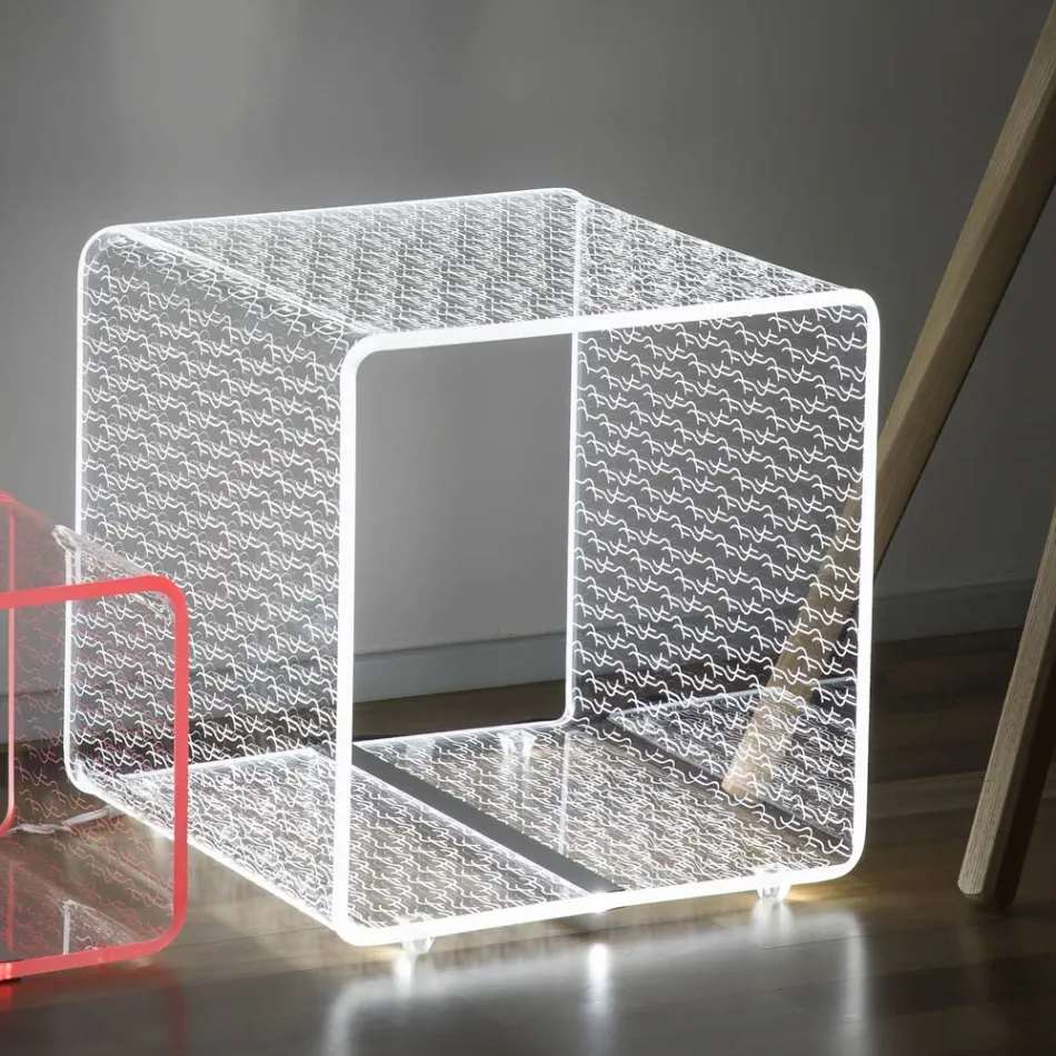 Lámpara LED Luminoso Acrílico Transparente Mesa de Centro Decoración Láser - Robiola Viadurini