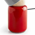 Lámpara de mesa moderna hecha de cerámica y madera de haya hecha en Italia Asia Viadurini