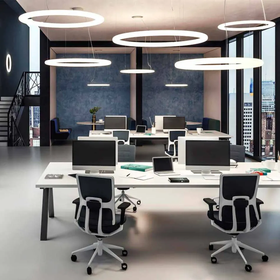 Lámpara de suspensión redonda moderna de polietileno Made in Italy - Slide Giotto Viadurini