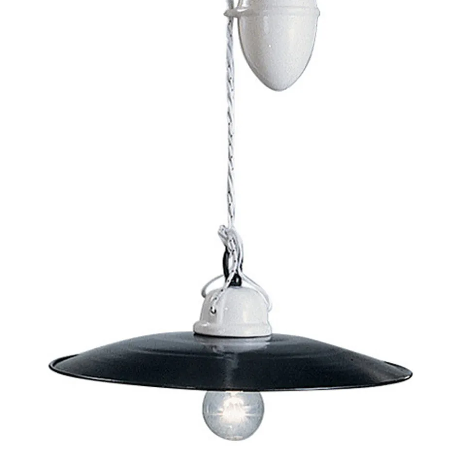 Lámpara ups and downs suspendida en cerámica blanca y metal negro - power Viadurini