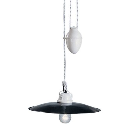 Lámpara ups and downs suspendida en cerámica blanca y metal negro - power Viadurini