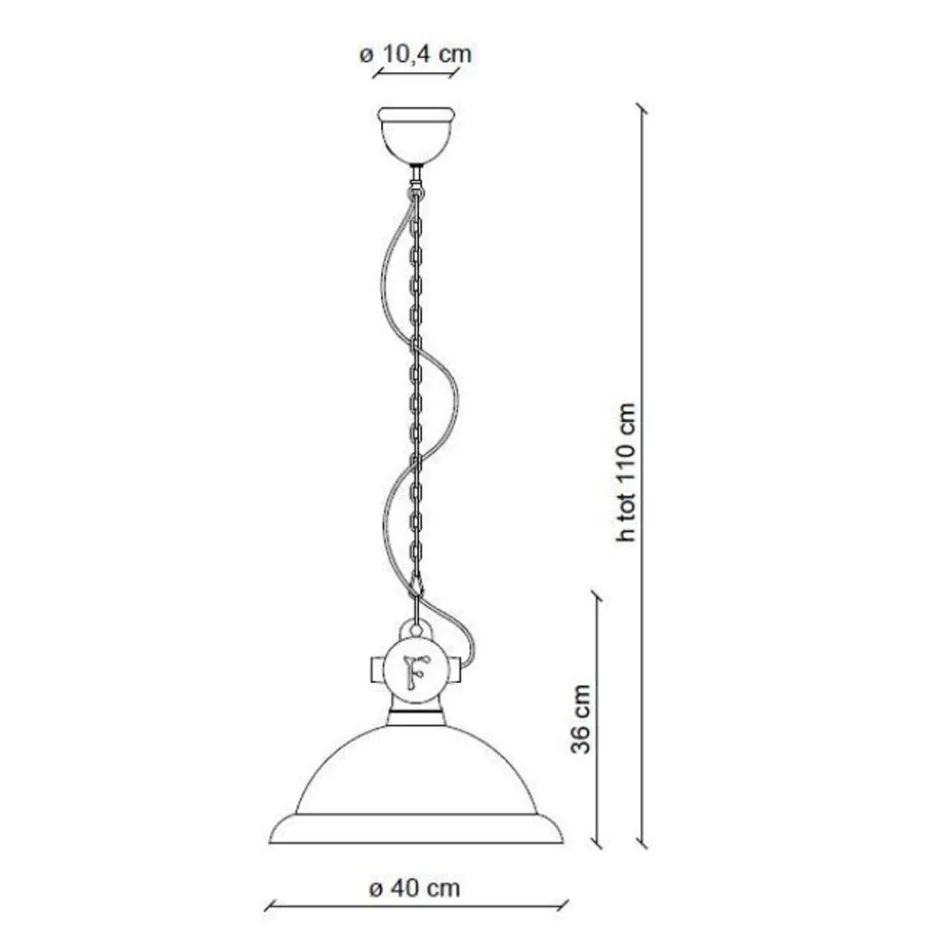 Lámpara de Suspensión Artesanal e Industrial Cerámica y Hierro - Industrial Viadurini
