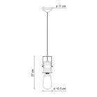 Lámpara de Suspensión de Diseño Industrial en Hierro, Vidrio y Cerámica - Urban Viadurini