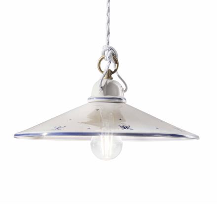 Lámpara de Suspensión en Cerámica Pintada a Mano y Hierro 3 Tamaños - Asti Viadurini