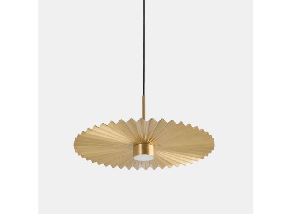 Lámpara de suspensión de latón natural plisado 3 tamaños - Pliè by Il Fanale Viadurini