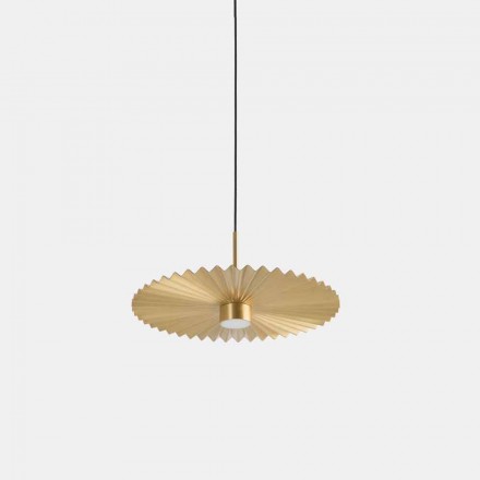 Lámpara de suspensión de latón natural plisado 3 tamaños - Pliè by Il Fanale Viadurini