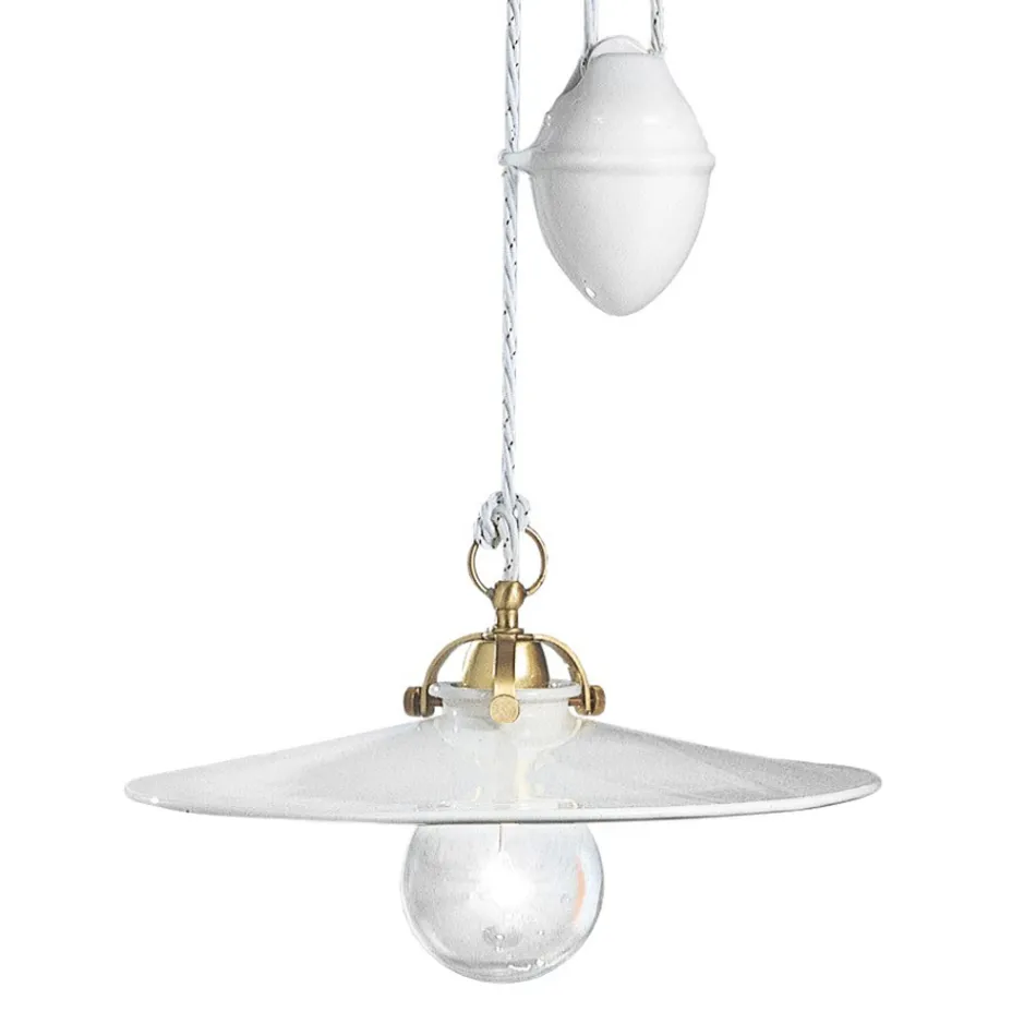 Lámpara de Suspensión Ups and Down en Hierro y Cerámica Brillo 2 Tamaños - Asti Viadurini