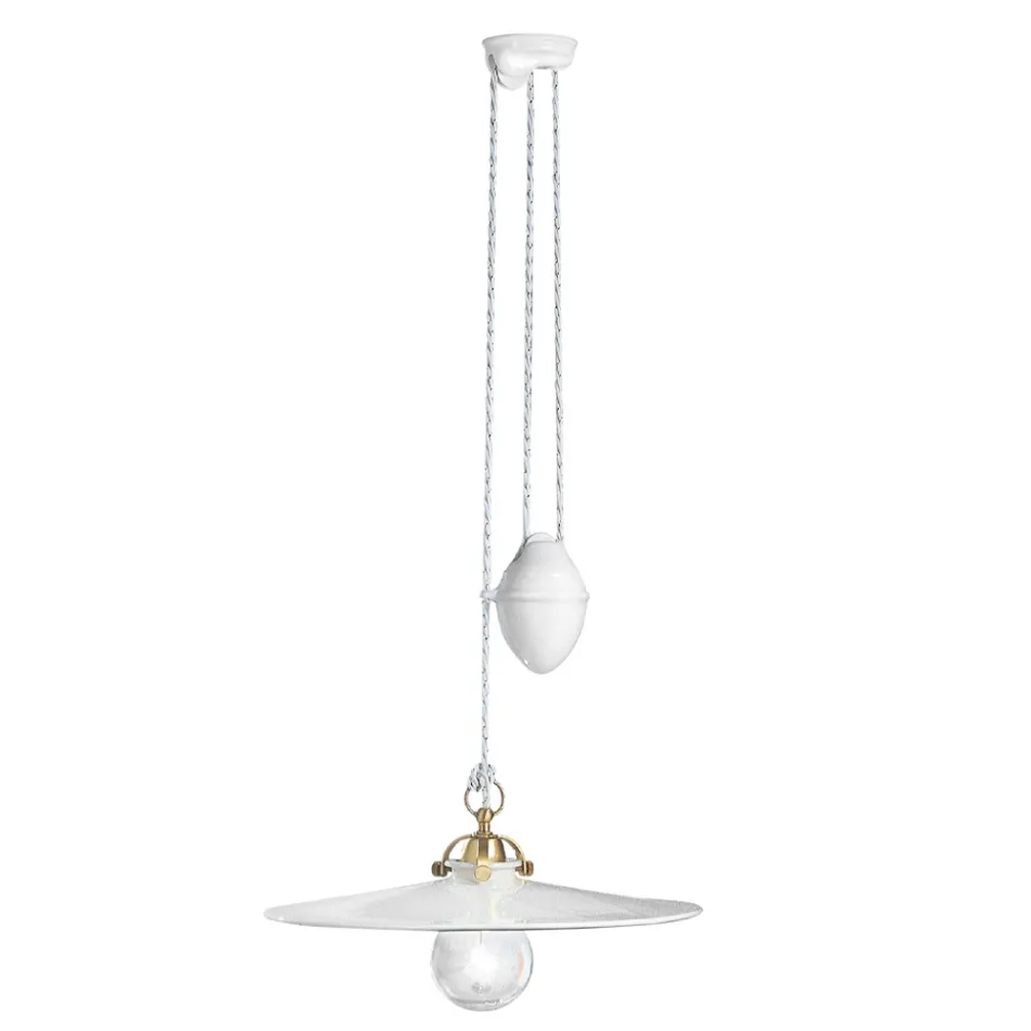 Lámpara de Suspensión Ups and Down en Hierro y Cerámica Brillo 2 Tamaños - Asti Viadurini