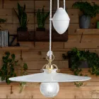 Lámpara de Suspensión Ups and Down en Hierro y Cerámica Brillo 2 Tamaños - Asti Viadurini