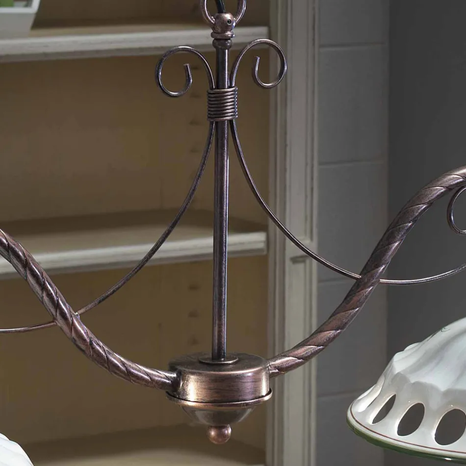 Lámpara colgante 2 luces en cerámica hecha a mano con Passanastri - Nápoles Viadurini