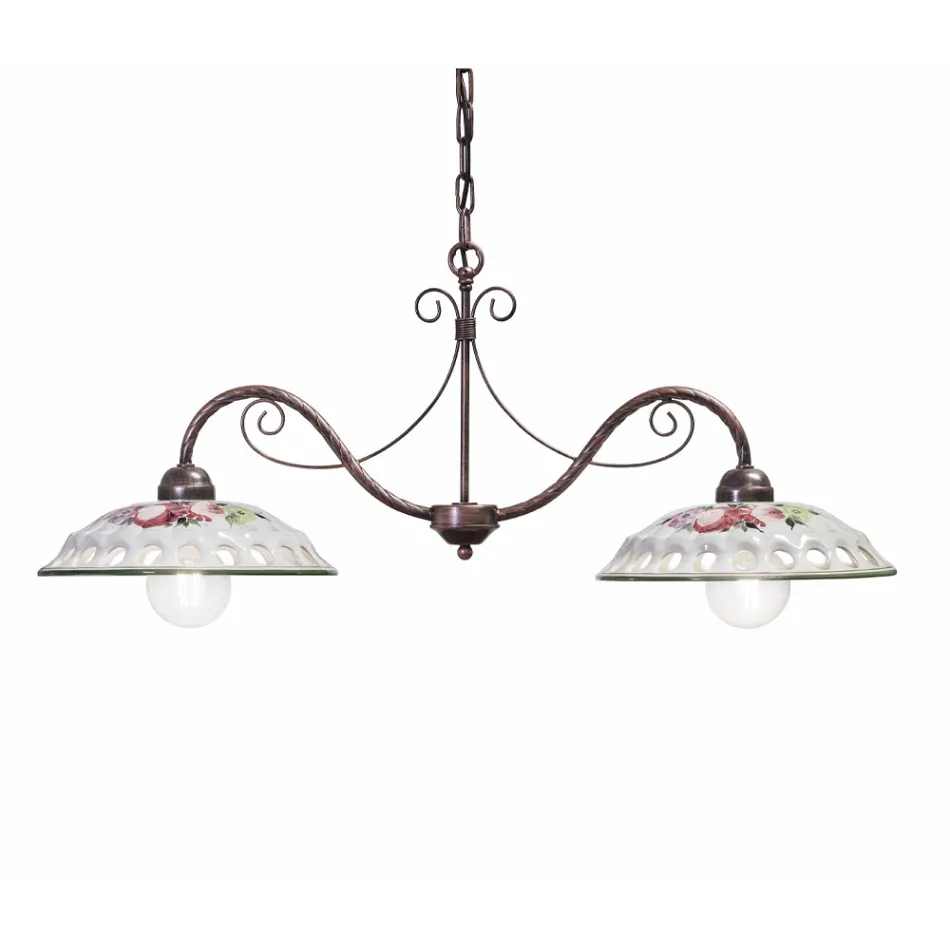 Lámpara colgante 2 luces en cerámica hecha a mano con Passanastri - Nápoles Viadurini