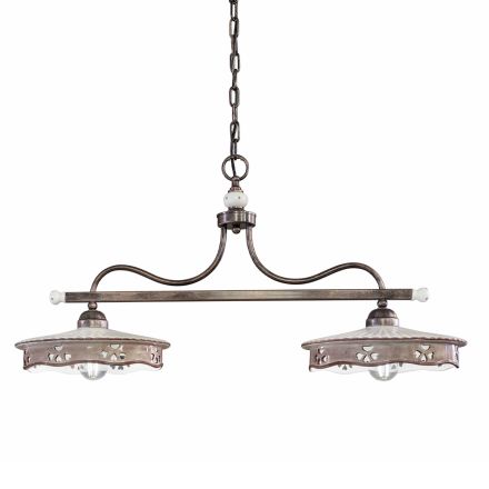 Lámpara colgante vintage 2 luces en cerámica de hierro hecha a mano - Alessandria Viadurini