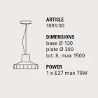 Lámpara suspendida 30 cm, en latón y mayólica toscana, Rossi Toscot Viadurini