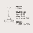 Lámpara colgante de 42 cm en latón y mayólica toscana Rossi - Toscot Viadurini