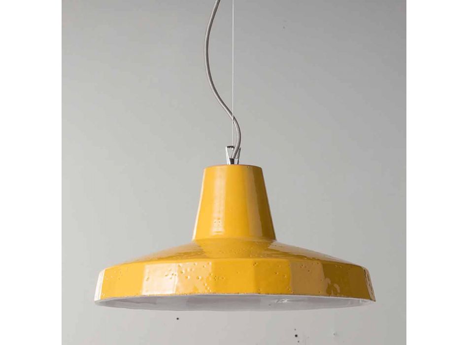 Lámpara colgante de 42 cm en latón y mayólica toscana Rossi - Toscot Viadurini