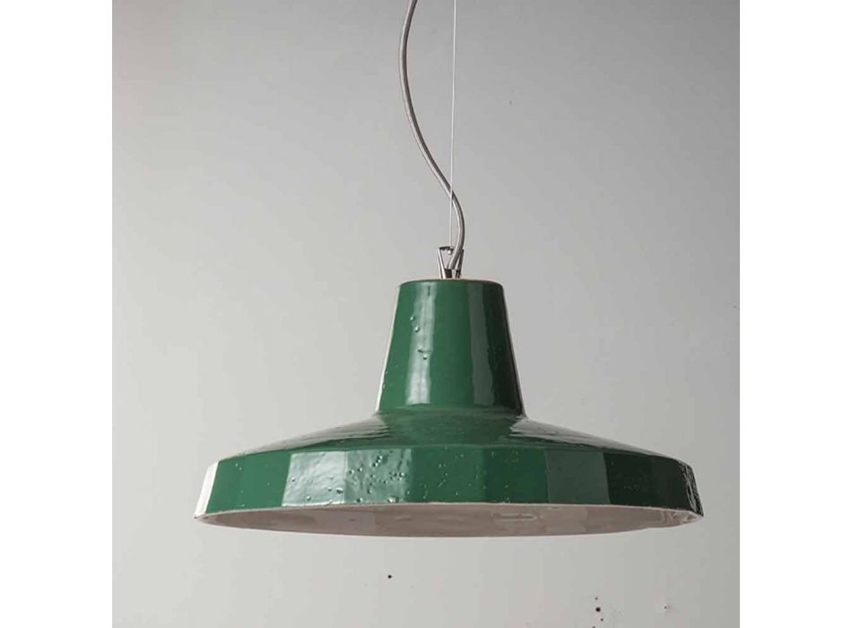 Lámpara colgante de 42 cm en latón y mayólica toscana Rossi - Toscot Viadurini