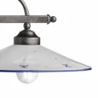 Lámpara colgante con 2 luces en cerámica pintada a mano y diseño de hierro - Asti Viadurini