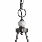 Lámpara colgante con 2 luces en cerámica pintada a mano y diseño de hierro - Asti Viadurini