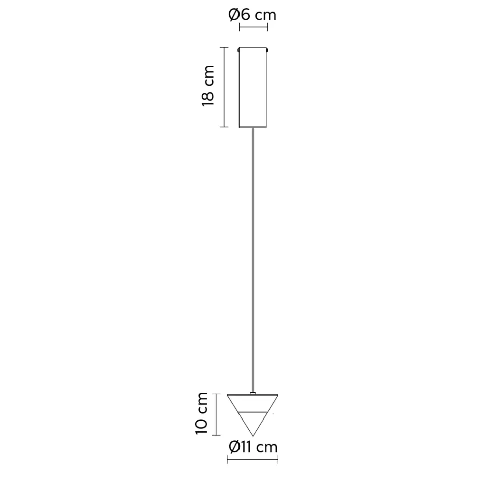 Lámpara Suspendida en Alambre de Aluminio Negro y Cono de Gran Diseño - Mercado Viadurini