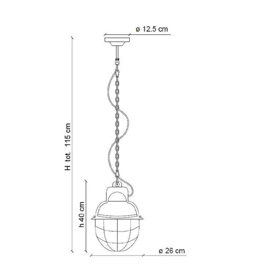 Lámpara Colgante Artesanal en Hierro y Cerámica con Rejilla - Industrial Viadurini