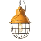 Lámpara Colgante Artesanal en Hierro y Cerámica con Rejilla - Industrial Viadurini