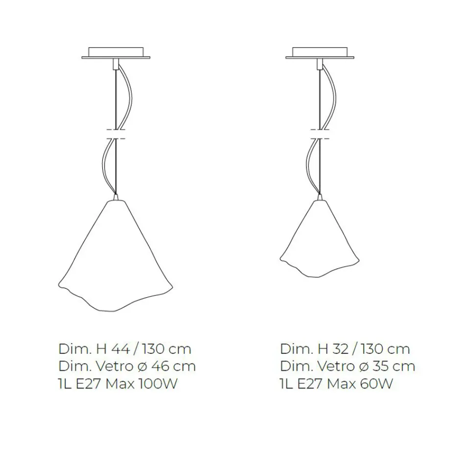 Lámpara colgante artesanal en vidrio veneciano soplado 35 46 cm - Mary Viadurini