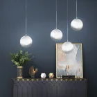 Lámpara colgante artesanal en vidrio soplado veneciano con carcasa - Nova Viadurini