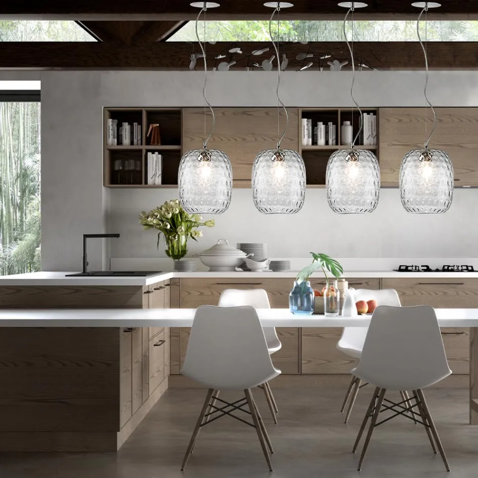 Lámpara colgante artesanal en vidrio veneciano soplado - Cloe Balloton Viadurini