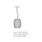 Lámpara colgante artesanal en vidrio veneciano soplado - Cloe Balloton Viadurini