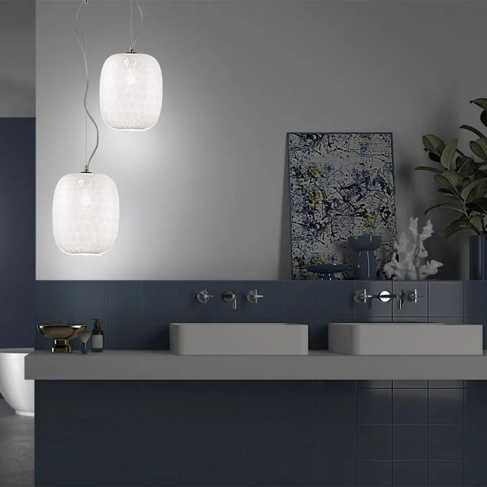 Lámpara colgante artesanal en vidrio veneciano soplado - Cloe Balloton Viadurini