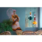 Lámpara colgante de cerámica retro amarilla o verde Made in Italy - Ferroluce Lariat Viadurini