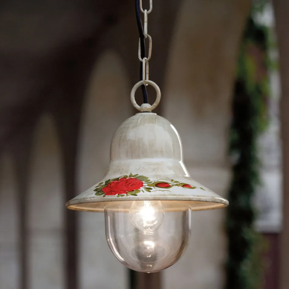 Lámpara de suspensión exterior en aluminio blanco pintado a mano - Imperia Viadurini