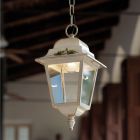 Lámpara de exterior suspendida en aluminio blanco y decoración artesanal - Gorizia Viadurini