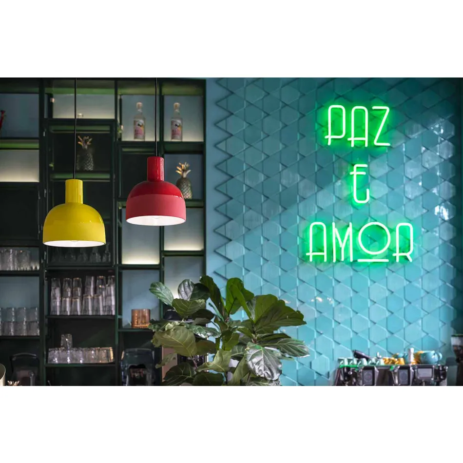 Lámpara de suspensión de estilo retro en cerámica Made in Italy - Ferroluce Caxixi Viadurini