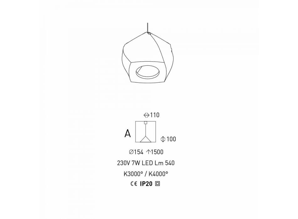 Lámpara Suspendida de Diseño en Metal y Resina Blanca Made in Italy - Beijing Viadurini
