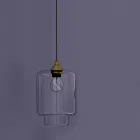 Lámpara Suspendida de Diseño en Metal y Vidrio Transparente Made in Italy - Clizia Viadurini